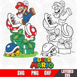 Super Mario Svg, durch Farbe geschichtet, Easy Cut, Cricut, Silhouette, Sublimation, Instant Download, hochwertige Bilder