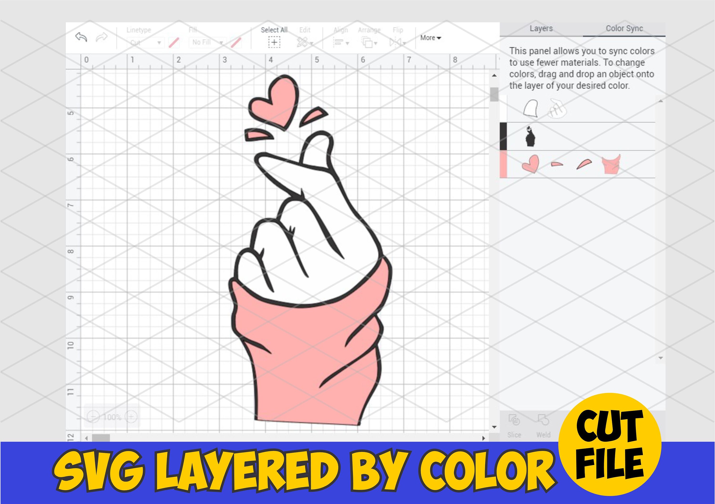 Heart Finger K-Pop svg Pink heart svg K-pop muisc Heart | Etsy