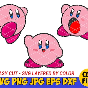 Kirby svg ,Easy Cut, Layered By Color, Cutting file Cricut image 2
