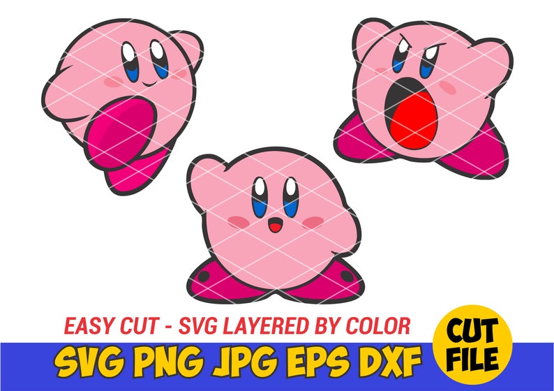 Kirby svg ,Easy Cut, Layered By Color, Cutting file Cricut image 2