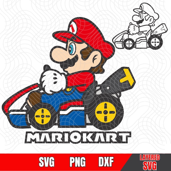 Mario Kart inspired Svg, Layered by color, Easy Cut, Cricut, Instant Download, High Quality Images