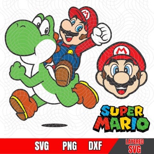 Super Mario Bundle Svg, Gelaagd op kleur, Super Mario Clipart, Vector, Easy Cut, Cricut, Instant Download, Afbeeldingen van hoge kwaliteit