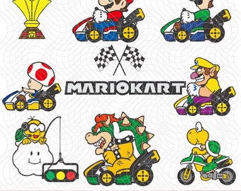 Mario Kart Svg, Super Mario SVG, Mario Cut Files, Layered by color, Cricut and Sublimation