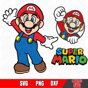 Super Mario SVG, stratificato per colore, taglio facile, Cricut, Silhouette, sublimazione, download istantaneo, immagini di alta qualità
