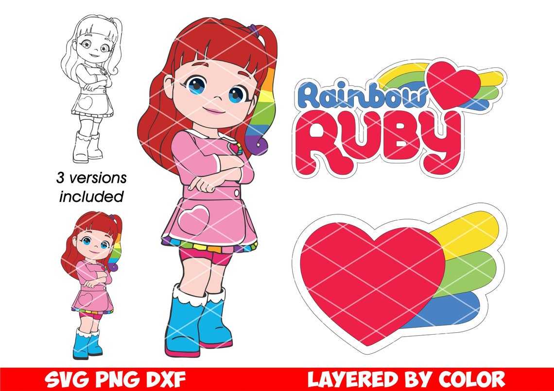 Rainbow Ruby Svg Layered by color Outline Included Clipart | Etsy