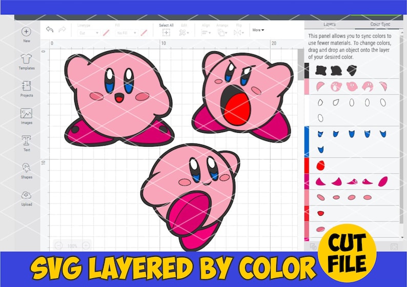 Kirby svg ,Easy Cut, Layered By Color, Cutting file Cricut image 3