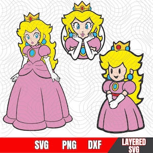 Prinzessin Peach geschnitten Datei, 3 in 1, Easy Cut, Cricut, Silhouette, Sublimation, Sofortiger Download, hochwertige Bilder