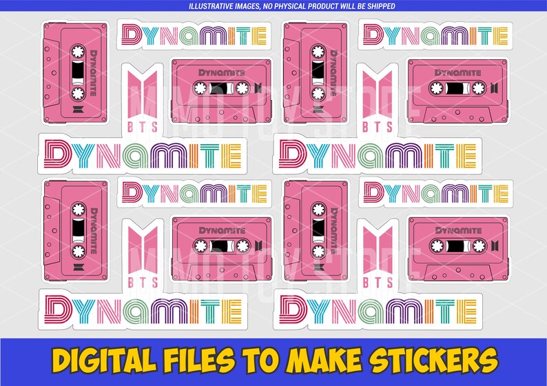 bts dynamite digital file to make stickers cassette bts etsy