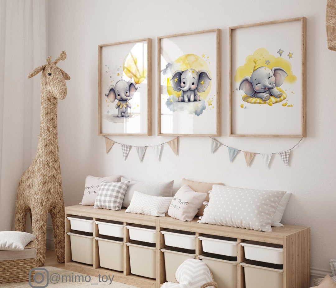 Elephant Nursery Decor Nursery Elephant Wall Art Blue Etsy