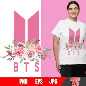 Logo BTS, clipart fleurs bts, BTS png, png KPop, Bts K-op, fleurs logo Bts, Kpop Png, musique Svg