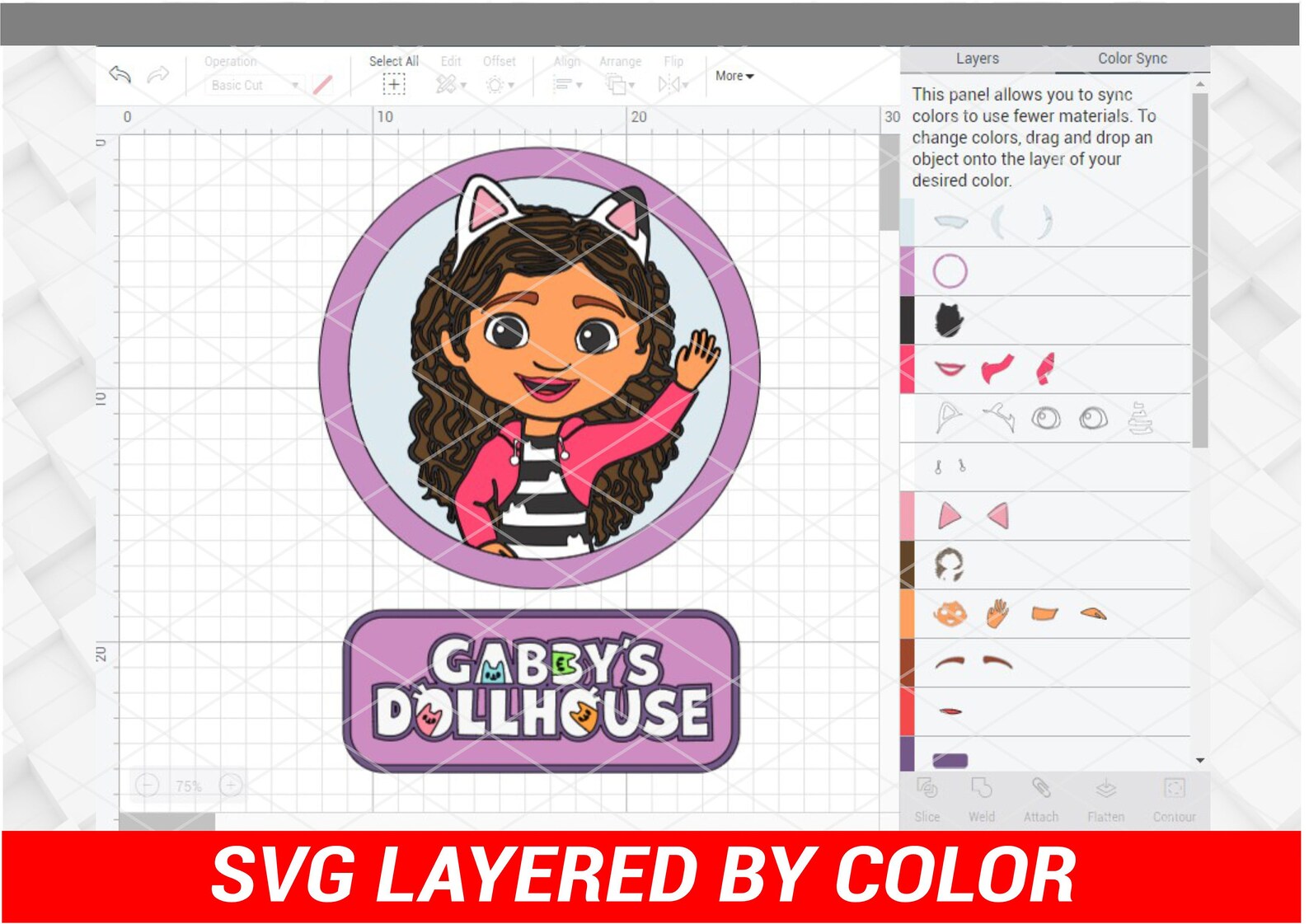 Gabby's Dollhouse SVG Layered by Color Vector Cut File | Etsy