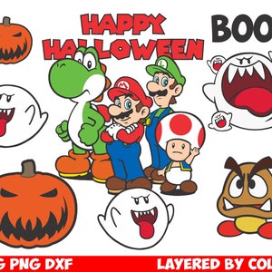 Super Mario Halloween Svg, capas por color, paquete Super Mario, vector, corte fácil, Cricut, silueta, descarga instantánea, imágenes de alta calidad