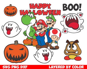Pacote SVG de Halloween do Super Mario: Gráficos Vetoriais em Camadas (Download Instantâneo)
