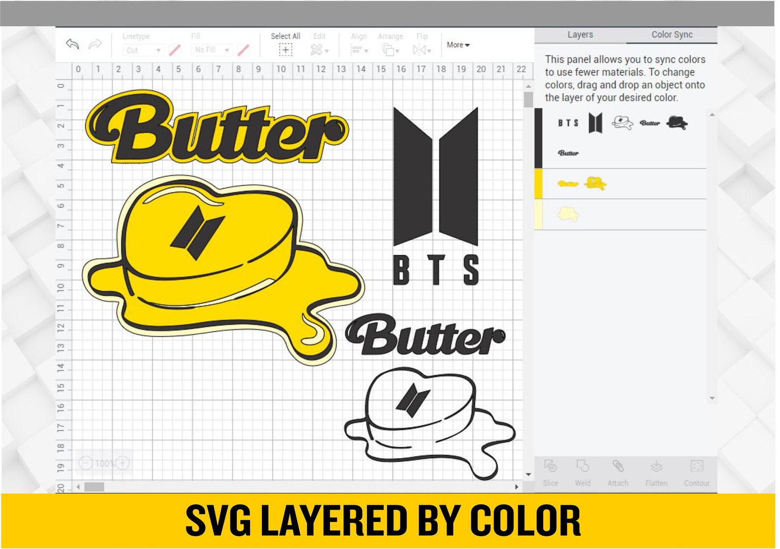 bts butter svg bundle layered by color 4 in 1 easy cut etsy