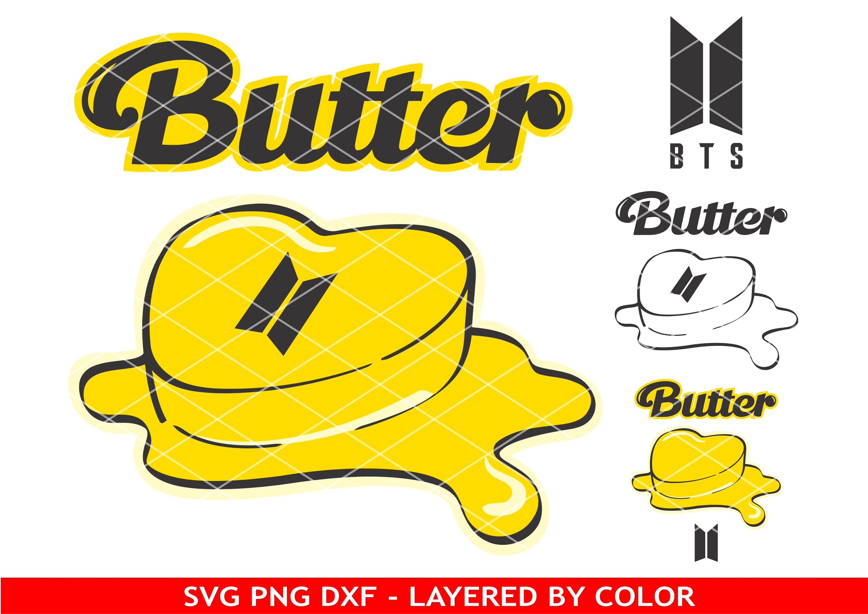 BTS Butter SVG Bundle Layered by Color 4 in 1 Easy Cut Etsy