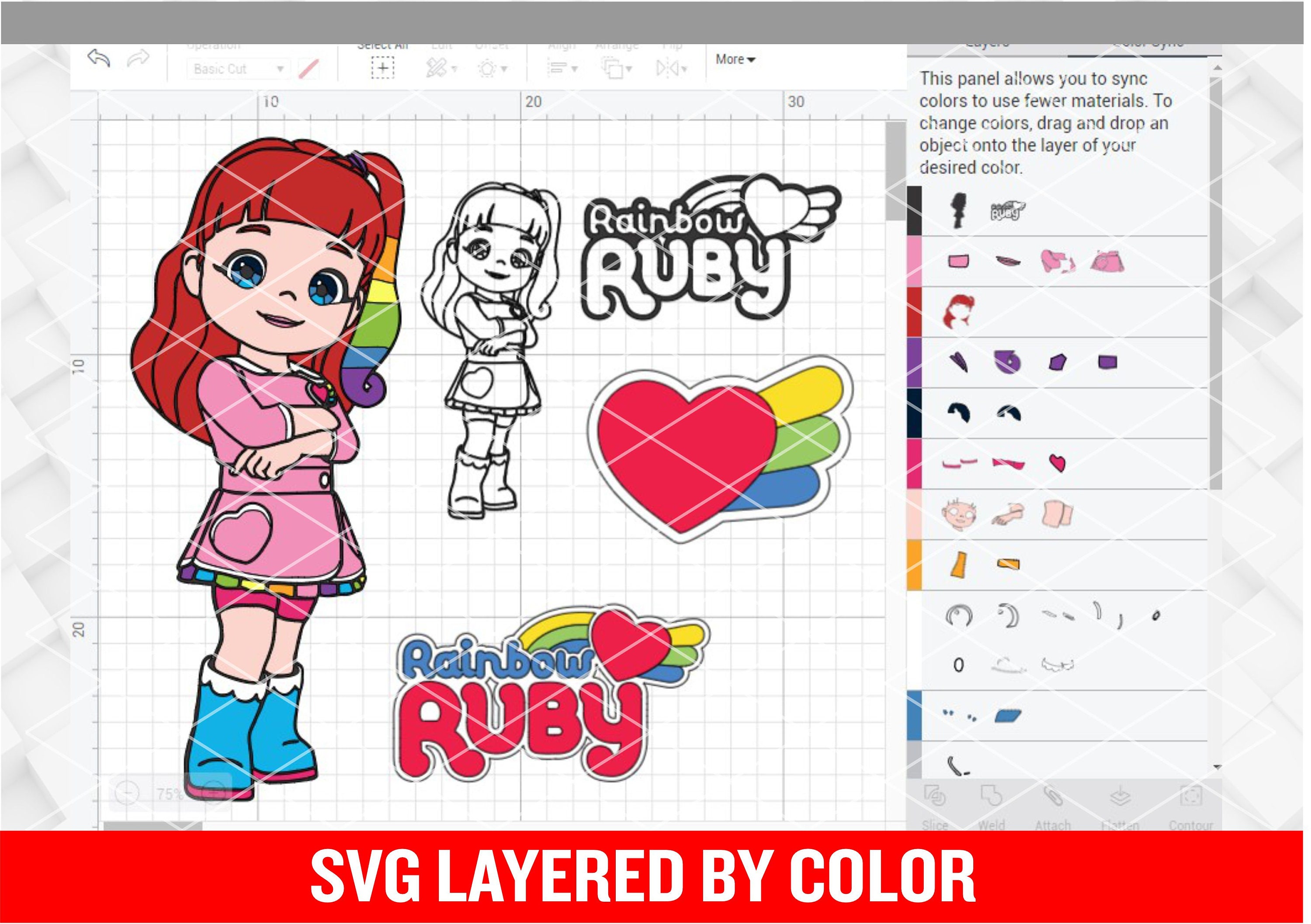 Rainbow Ruby Svg Layered by color Outline Included Clipart | Etsy