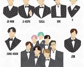 BTS Grammy Svg, em camadas por cor, corte fácil, cricut, silhueta, sublimação, download instantâneo, imagens de alta qualidade