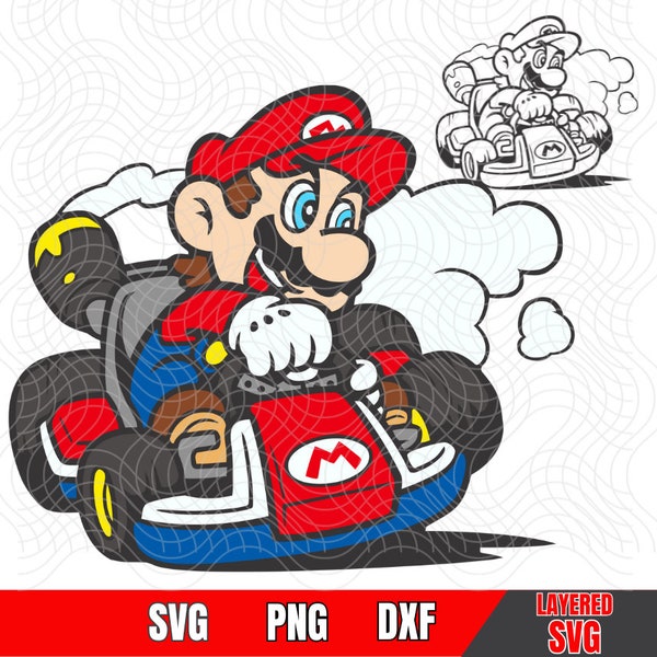 Mario Kart Svg, Super Mario SVG, Mario Cut Files, Layered by color, Cricut and Sublimation