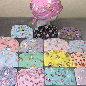 Pt5 Japan exclusive prints Scrub Cap Hat Kitty Cat Bunny Dinosaur Flower Shiba Inu Dog Adjustable Ties Surgical Kawaii hello nurse chemo