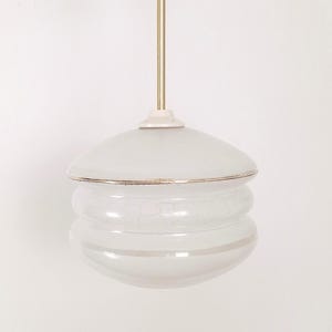 White Glass Vintage Pendant Lamp, Mid-Century Ceiling Light, Retro Home Decor, Dining Room Lighting, Opaline Glass, 1980s