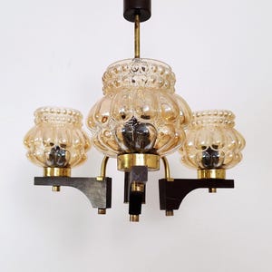Mid Century Bubble Chandelier / Vintage Pendant Light / Rustic Elegant Light Fixture / Yugoslavia 1970&#39;s / Hanging Lamp