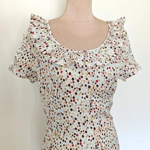 Vintage Polka Dot Maxi Dress with Ruffle Collar – Short Sleeve Cottagecore Dress – 90s  Retro Summer Dress – Soft Boho Aesthetic
