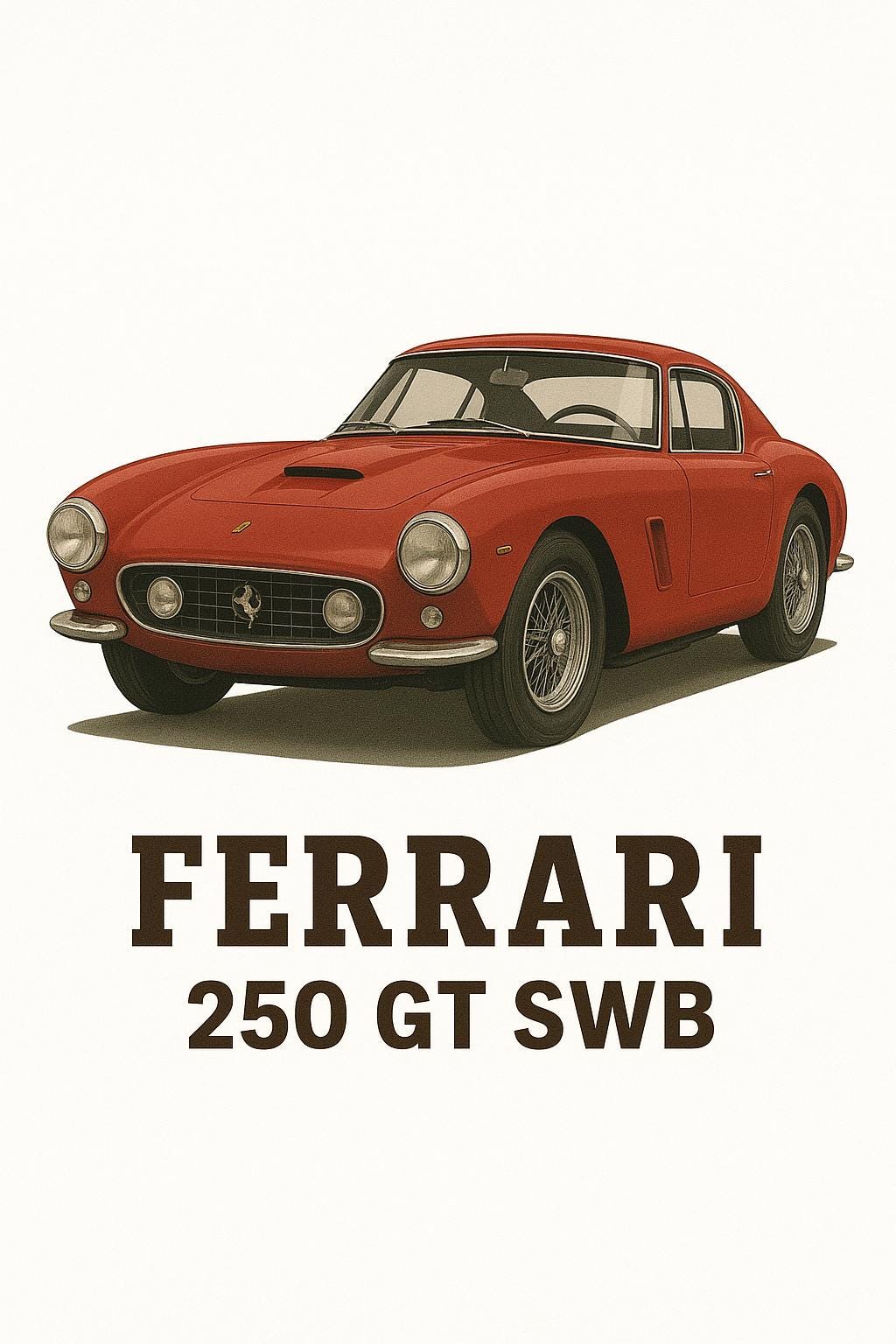 フェラーリ 250 GT SWB ポスター、ヴィンテージカー ウォールアート