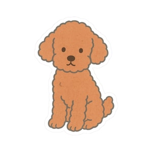 Adorable Cartoon Poodle Dog Kawaii Style Dog Sticker | Cute Funny Laptop Water Bottle Car Window Bumper Sticker