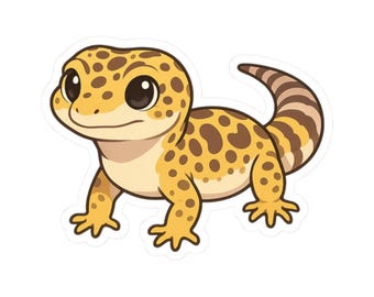 Adesivo de réptil fofo com desenho de lagartixa leopardo | Adesivo de para-choque para garrafa d'água para laptop e janela de carro