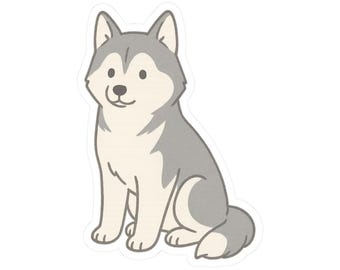 Adesivo adorável de cachorro husky estilo kawaii | Adesivo fofo e engraçado para garrafa d'água em formato de laptop e janela de carro
