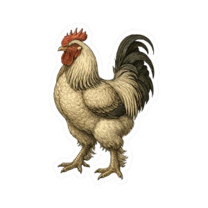 Rooster Illustration Vintage Scientific Bird Sticker | Cute Funny Laptop Water Bottle Car Window Bumper Sticker