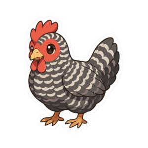 Cartoon Hen Kawaii Style Poultry Illustration Bird Sticker | Cute Funny Laptop Water Bottle Car Window Bumper Sticker