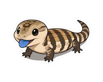 Adesivo de réptil Kawaii com desenho de lagarto-de-língua-azul | Adesivo de para-choque para garrafa d'água para laptop e janela de carro