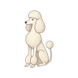 Elegant Cartoon Poodle Dog Illustration Dog Sticker | Cute Funny Laptop Water Bottle Car Window Bumper Sticker