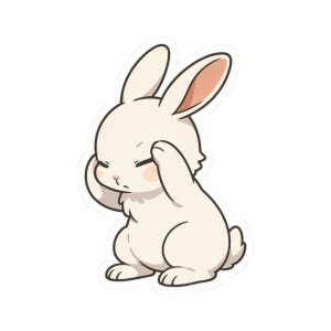 Kawaii Bunny Cartoon Illustration Cute Pet Sticker | Cute Funny Laptop Water Bottle Car Window Bumper Sticker