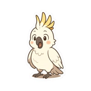 Cockatoo Cartoon Illustration Kawaii Bird Art Bird Sticker | Cute Funny Laptop Water Bottle Car Window Bumper Sticker