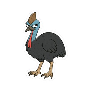 Adorable Cartoon Cassowary Bird Illustration Bird Sticker | Cute Funny Laptop Water Bottle Car Window Bumper Sticker