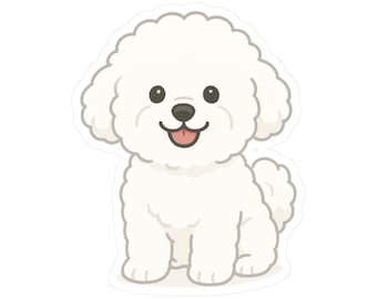 Adesivo adorável de cachorro Bichon Frisé estilo kawaii | Adesivo fofo e engraçado para garrafa d'água em formato de laptop e janela de carro