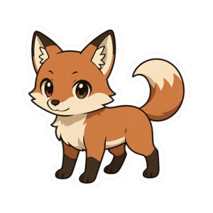 Kawaii Fox Cartoon Illustration Cute Anime Art Animal Sticker | Cute Funny Laptop Water Bottle Car Window Bumper Sticker
