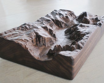 Yosemite Nation Park Walnut Topographic Map | Wooden 3D Relief Map