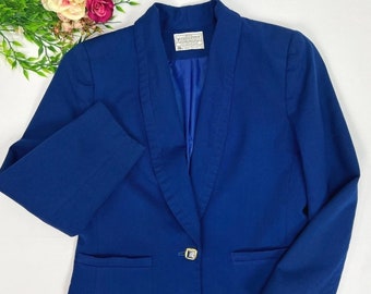 Miss Pendleton Vintage Royal Blue One Button Wool Blazer Jacket Women's Size 6