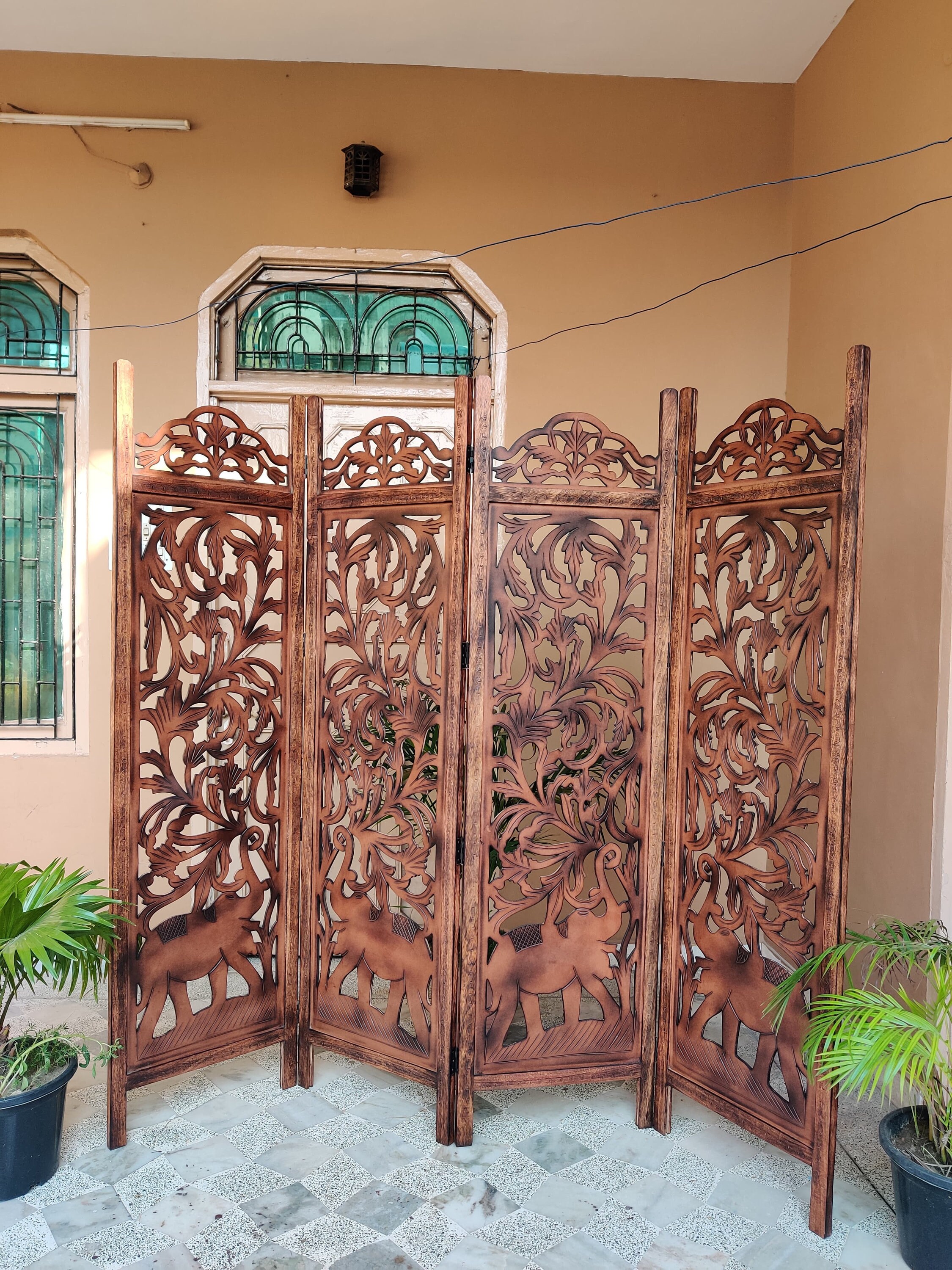 Hand Carved Wood Room Divider: Indian Art Partition Screen - Etsy