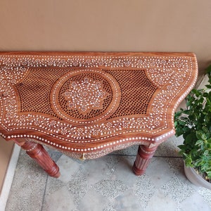 Indiase handgemaakte houten consoletafel, kast, haltafel, handgemaakt inlegwerk, woonkamertafel, slaapkamertafel