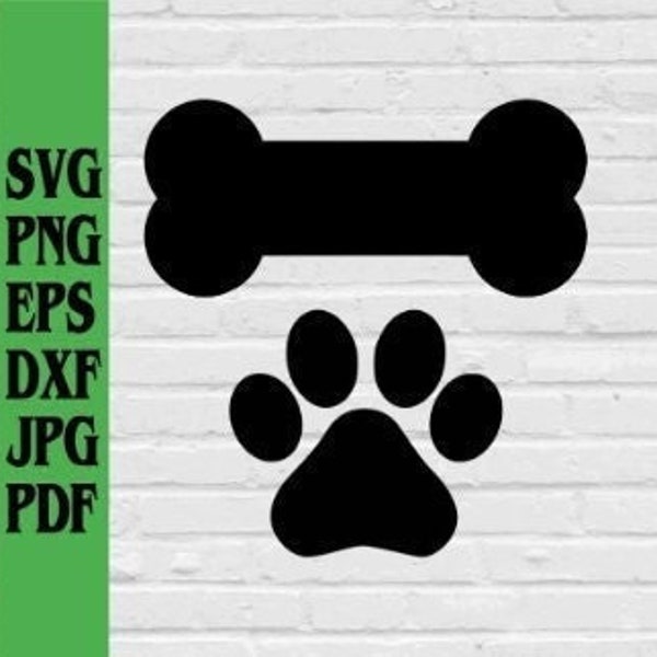 Dog Bone and Paw Print bundle svg png eps dxf jpg pdf/dog svg/bone svg/dog bone svg/paw svg/paw print svg/dog paw svg/cat paw svg/animal paw