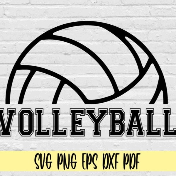 Volleyball svg png eps dxf pdf/Sports svg/volleyball Clipart/volleyball svg/Half Volleyball Outline with Volleyball in varsity font svg