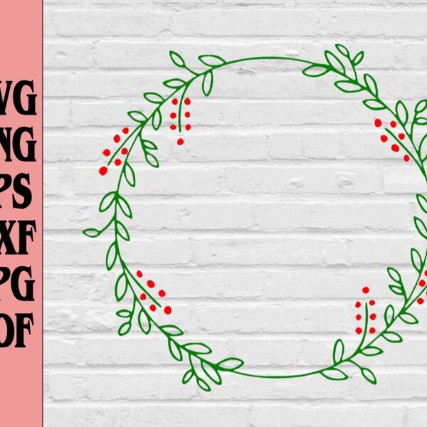 Christmas Wreath svg png eps dxf jpg pdf/Mistletoe Wreath svg/christmas svg/Mistletoe svg/wreath svg/green wreath svg/holly berry wreath svg