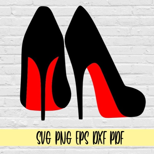 Chaussures à talons hauts rouges svg png eps dxf pdf/chaussures à talons hauts svg/talons svg/talons rouges svg/chaussures/diva chaussures svg/chaussures à talons hauts avec bas rouges svg