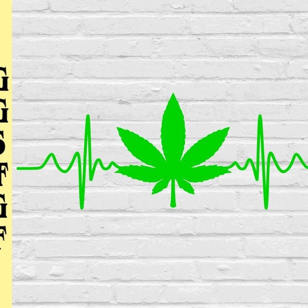 Marijuana heartbeat svg png eps dxf jpg pdf/Marijuana svg/Cannabis leaf svg/Pot leaf svg/Cannabis svg/Medical marijuana svg/Weed Leaf svg