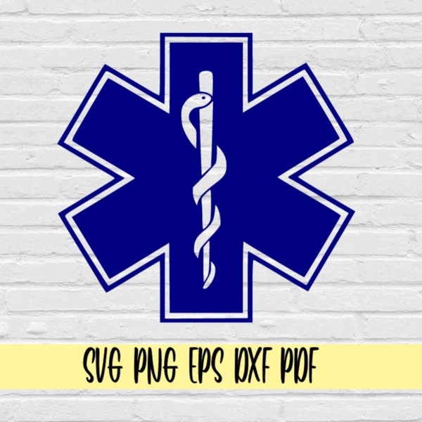 Blue Star of Life svg png eps dxf pdf/Star of life for EMS Paramedic EMT Medical emergency medical care services svg png clip art