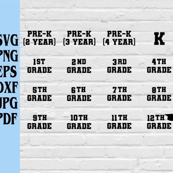 Grades svg png eps dxf jpg pdf/school Grades svg/school Years SVG/Back to School svg/K through 12 grades graduation for handprint shirt svg